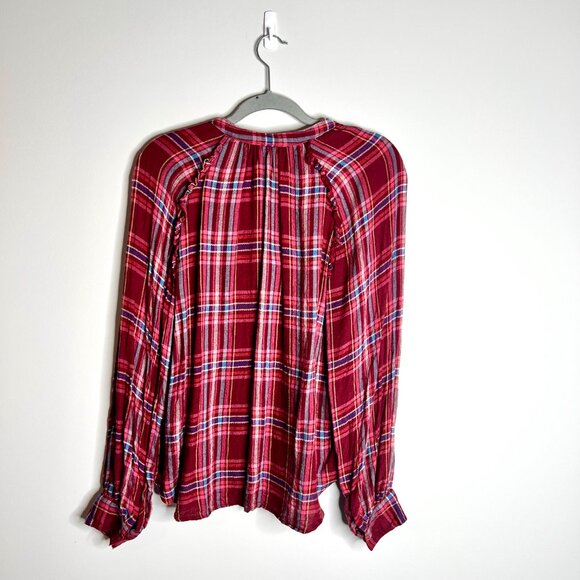 Anthropologie Pilcro Flannel Plaid Wool Blend Button Up Cabincore Cozycore Sz L - Picture 5 of 5